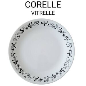 Corelle Vitrelle Garden Getaway Black and White Flowers & Vines 10" Dinner Plate
